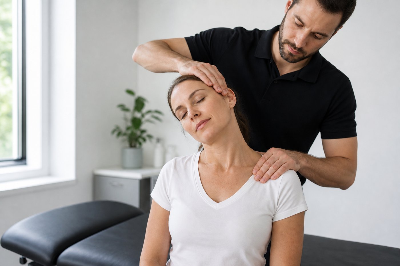 Physiotherapist treating neck stiffness after a car accident in Calgary